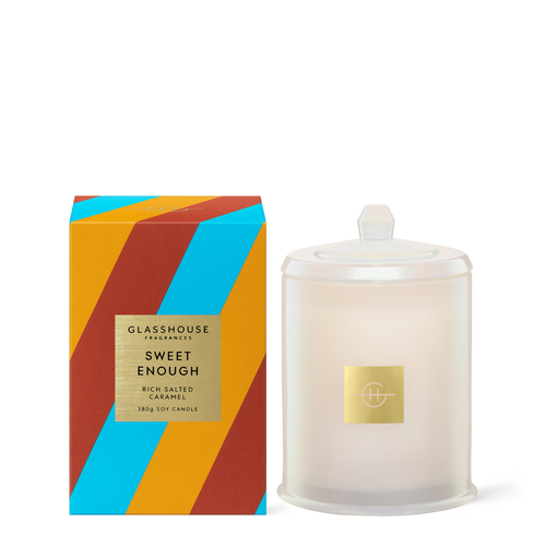 Glasshouse Fragrances Sweet Enough Salted Caramel 380g Soy Candle with box