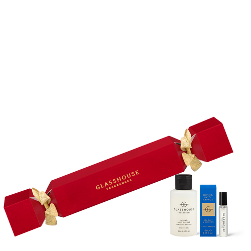 Glasshouse Fragrances Diving Into Cyprus Sea Salt & Saffron Christmas Bon Bon - 1.7oz Shower Gel and 0.17oz Eau de Parfum